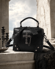 Gothic Cross Embellished Box Handbag