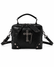 Gothic Cross Embellished Box Handbag