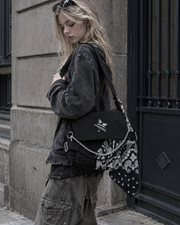 Edgy Street Bandana Star Patch Work Crossbody