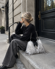 Statement Speckled Fur Star Shoulder Purse