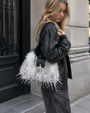 Statement Speckled Fur Star Shoulder Purse