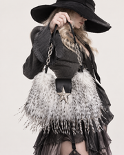 Statement Speckled Fur Star Shoulder Purse
