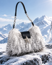Statement Speckled Fur Star Shoulder Purse