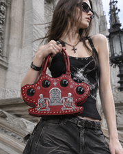 Red Gothic Skeleton Tombstone Handbag