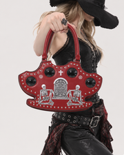 Red Gothic Skeleton Tombstone Handbag