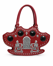 Red Gothic Skeleton Tombstone Handbag