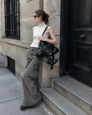 Dark Aesthetic Puffy Flower Crossbody Bag