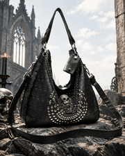 Gothic Studded Skull Chain Decor Hobo Handbag