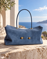 Dusk Blue Suede Orb Tote