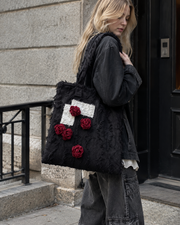 Dark Fabric Burgundy Rose Tote