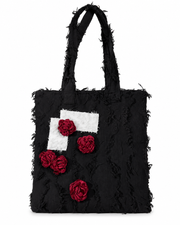 Dark Fabric Burgundy Rose Tote