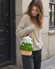 Festive Pom-pom Crochet Christmas Bag