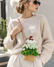Festive Pom-pom Crochet Christmas Bag