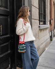Xmas Bell Bow Handmade Knit Sling Bag