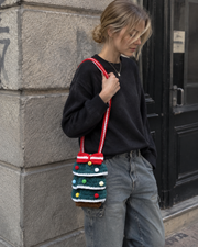 Xmas Bell Bow Handmade Knit Sling Bag