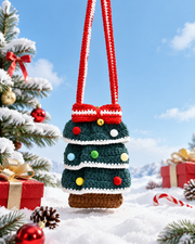 Xmas Bell Bow Handmade Knit Sling Bag