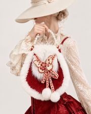 Winter Red Fuzzy Butterfly Christmas Bag