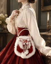 Winter Red Fuzzy Butterfly Christmas Bag