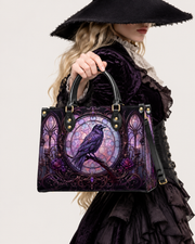 Stained Glass Raven Letter Leather Handbag