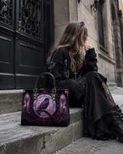 Stained Glass Raven Letter Leather Handbag