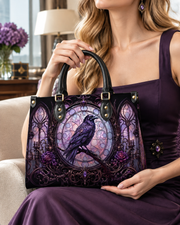 Stained Glass Raven Letter Leather Handbag