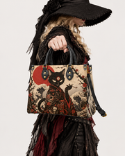 Crimson Bakeneko Leather Handbag