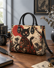 Crimson Bakeneko Leather Handbag