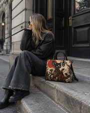 Crimson Bakeneko Leather Handbag
