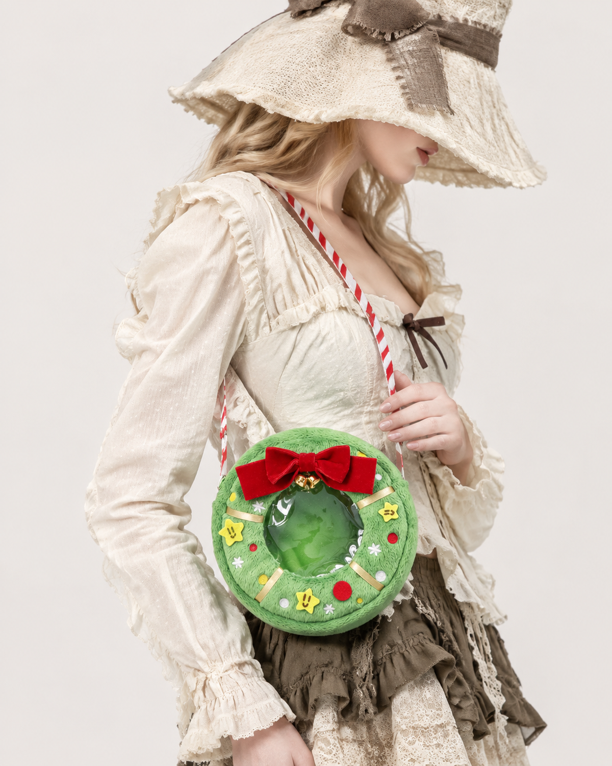 Holiday Christmas Wreath See-through Pouch