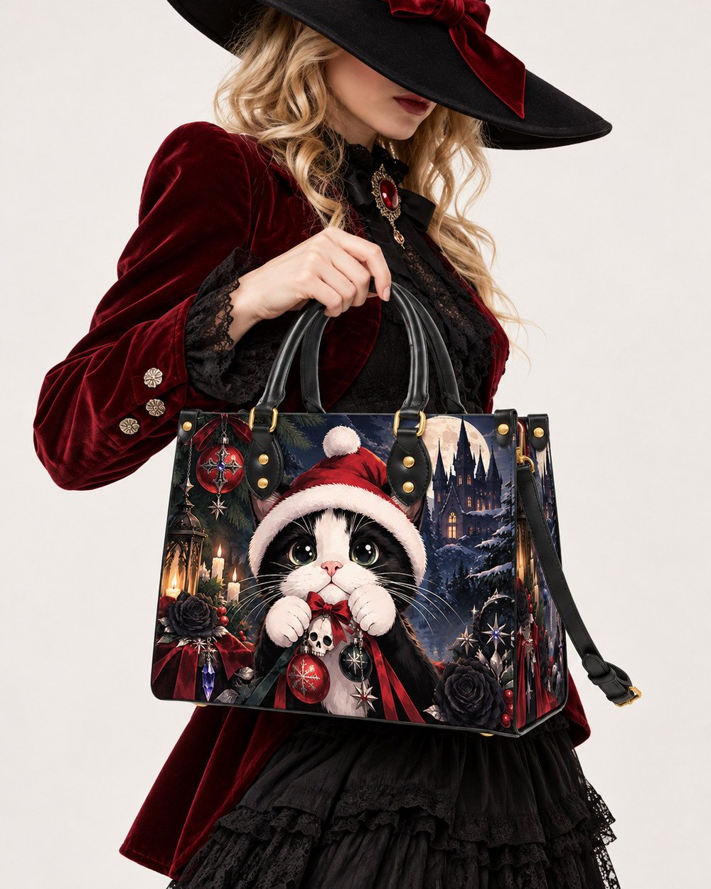 Gothic Purr Leather Handbag