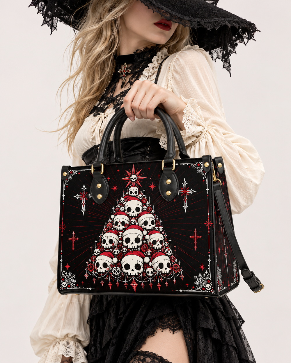 Skull Tree Leather Handbag