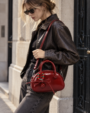 Christmas Burgundy Dome Bag with Bell Charm