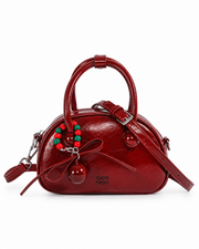 Christmas Burgundy Dome Bag with Bell Charm