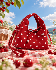 Vintage Xmas Red Polka Dot Tote