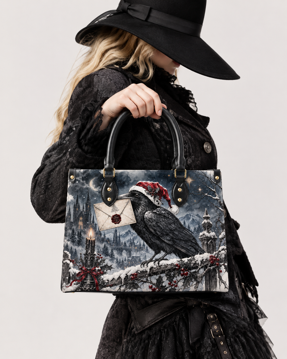 Raven's Winter Post Leather Handbag