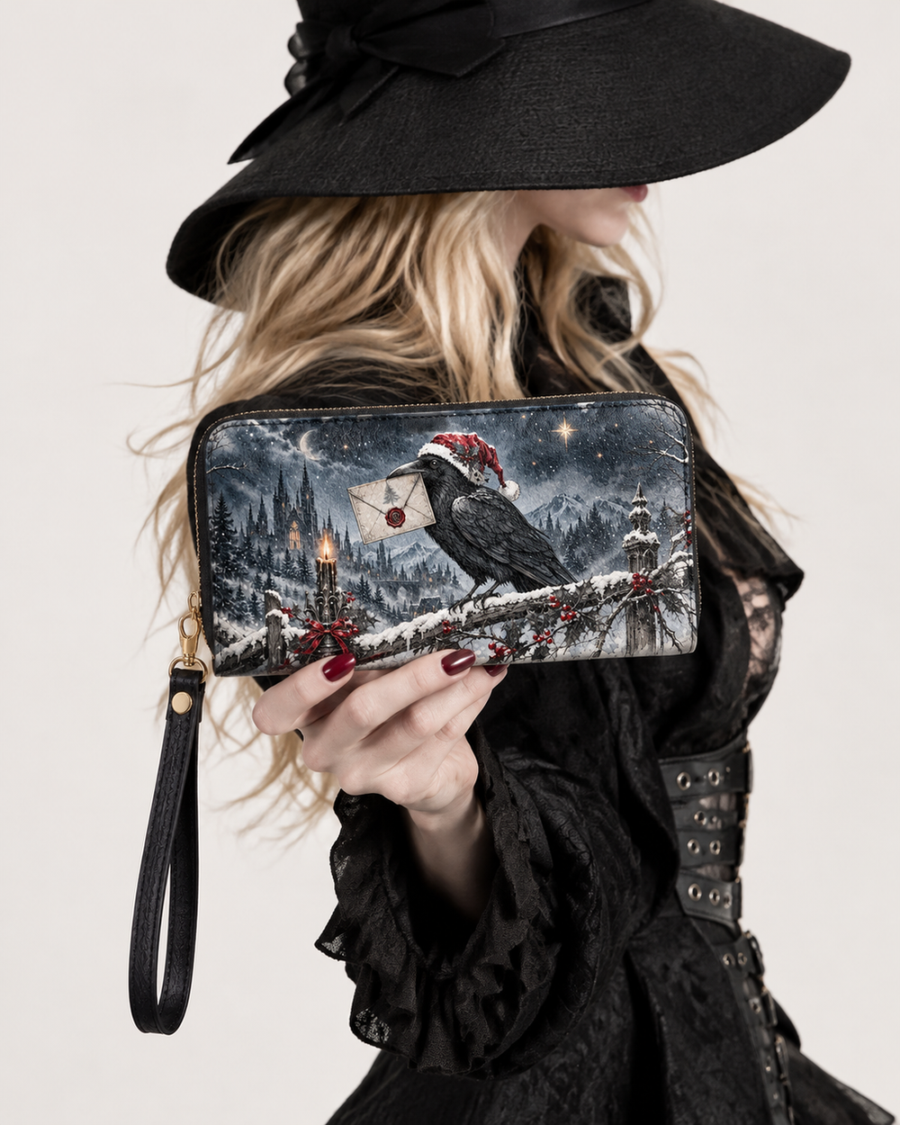 Raven's Winter Post Long Zip Wallet