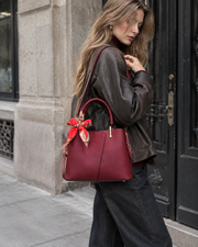 Christmas Burgundy Tote with Silk Scarf Bow