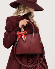 Christmas Burgundy Tote with Silk Scarf Bow