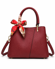 Christmas Burgundy Tote with Silk Scarf Bow