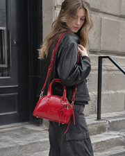 Vintage Xmas Glossy Handbag with Bow