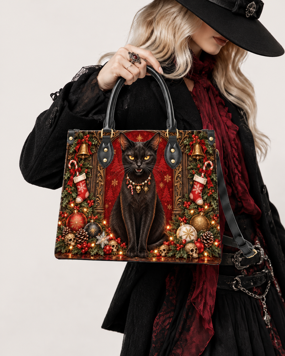 Crimson Kitty Leather Handbag