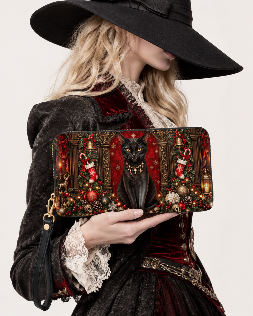 Crimson Kitty Long Zip Wallet