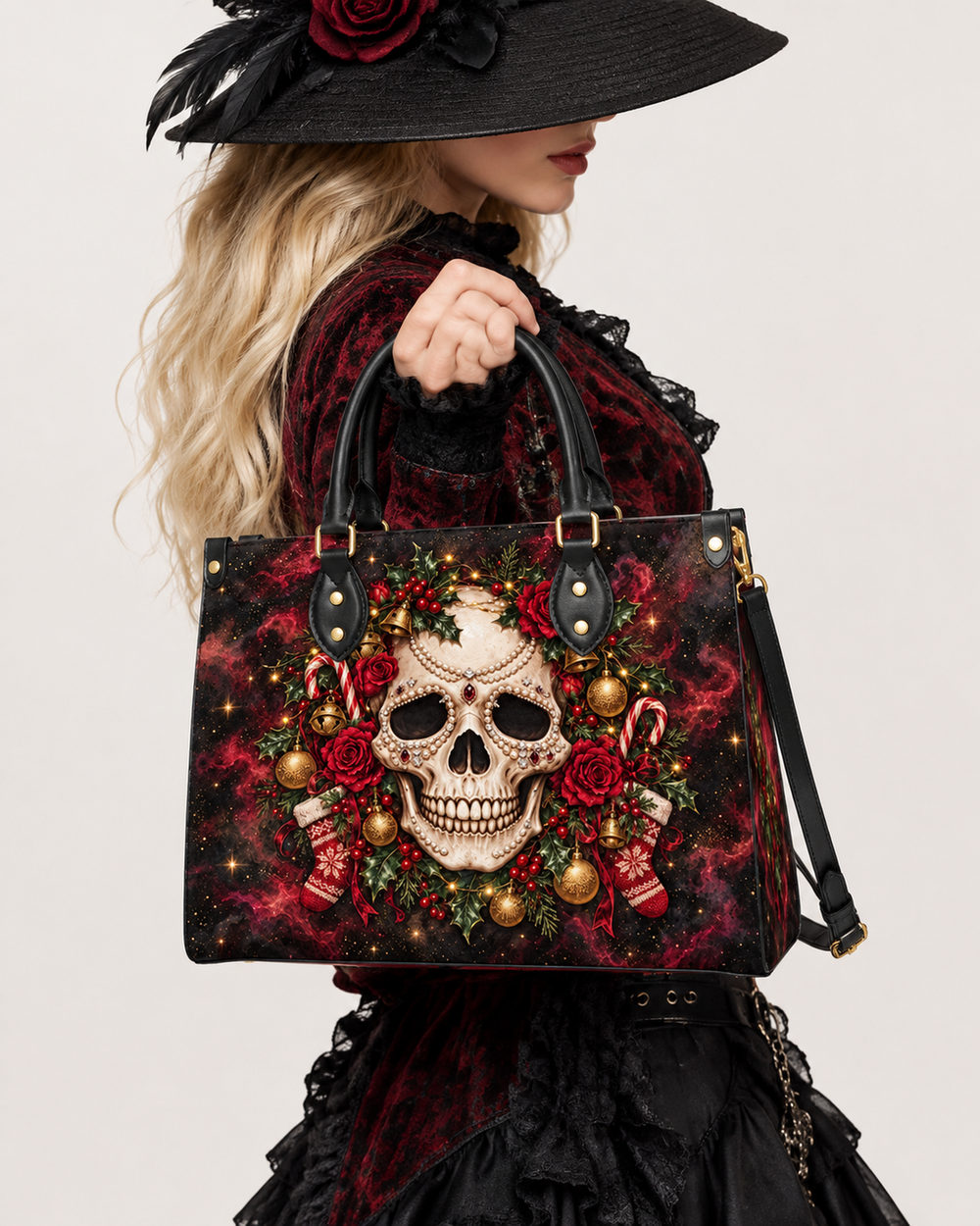 Skull Noel Leather Handbag