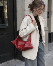 Burgundy Flowing Fold Shoulder Tote