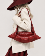 Burgundy Flowing Fold Shoulder Tote