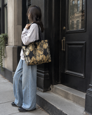 Black Gilded Petal Shoulder Bag