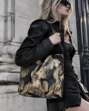 Black Gilded Petal Shoulder Bag