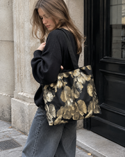 Black Gilded Petal Shoulder Bag