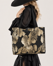 Black Gilded Petal Shoulder Bag