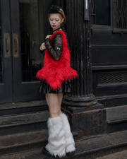 Bold Red Plush Star Tote